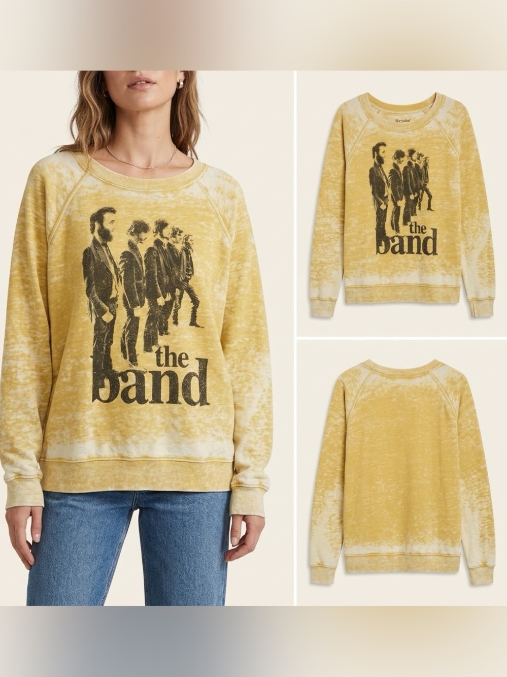 Recycled Karma The Band Mustard Vintage Oversized Graphic Sweatshirt M